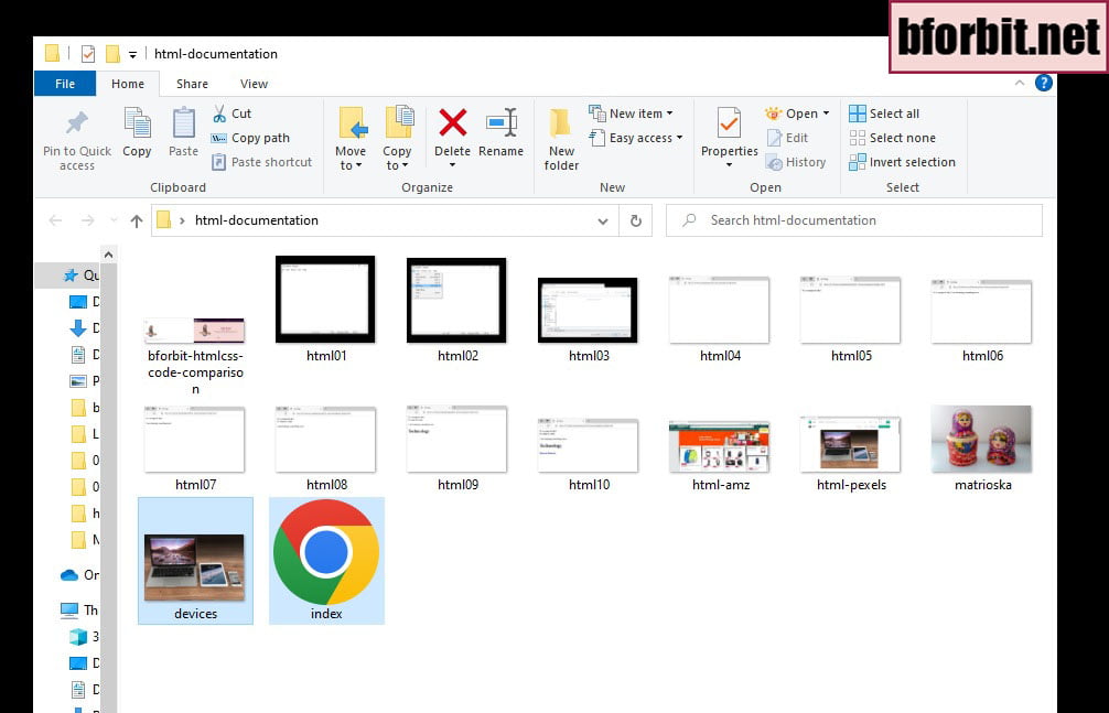 image and html files side by side