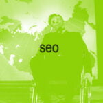 Peter Sellers as Dr. Strangelove with a Charli XCX inspired Brat overlay in lime green and the word SEO at center