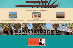screenshot of webpage about Palm Springs, California