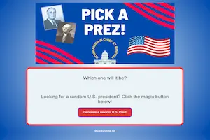 screenshot of president name generator webpage