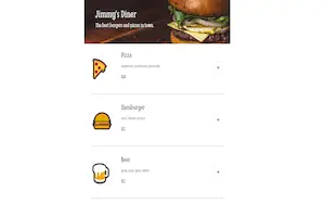 screenshot of a simple restaurant app