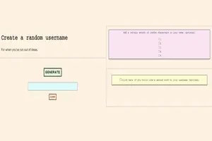 screenshot of a webpage for a username generator